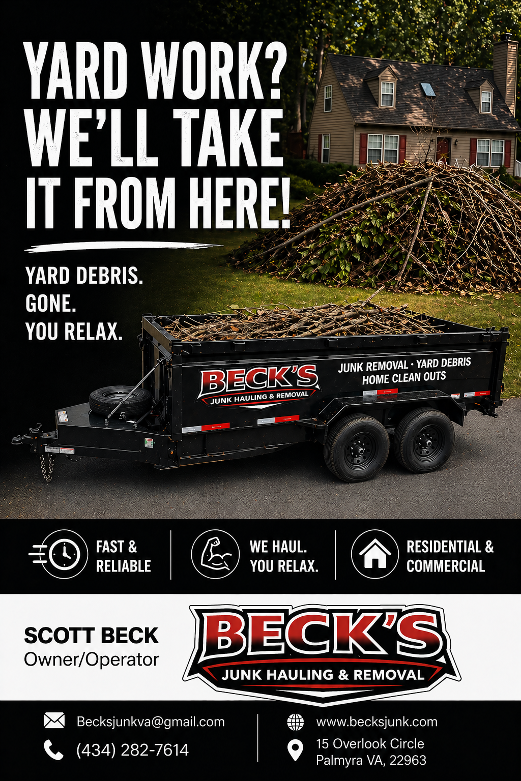Yard cleanup with brush and outdoor debris removal